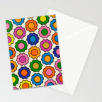 Colorful Flowers Happy Retro Pattern Stationery Card Gallery Image 2