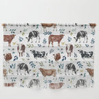 Hand-painted Cows and White Flowers with Blue Accents Wall Hanging Gallery Image 1