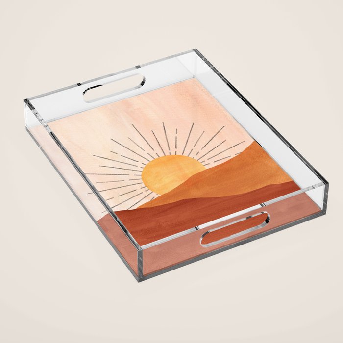Terracotta sunrise Acrylic Tray Gallery Image 1