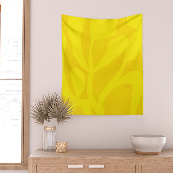Abstract botanical- yellow gold  Wall Tapestry Gallery Image 2