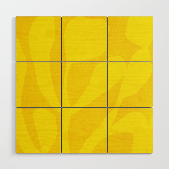 Abstract botanical- yellow gold  Wood Wall Art Gallery Image 1