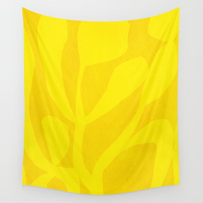 Abstract botanical- yellow gold  Wall Tapestry Gallery Image 4