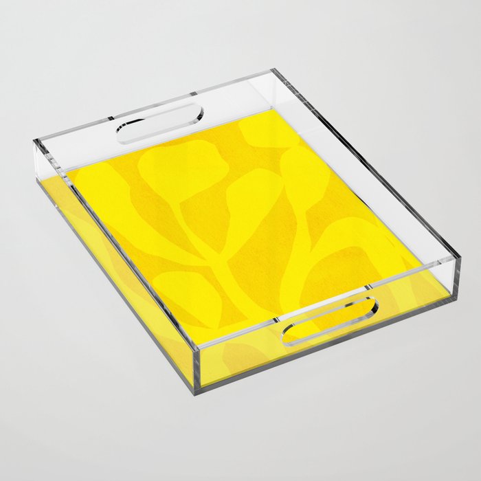 Abstract botanical- yellow gold  Acrylic Tray Gallery Image 1