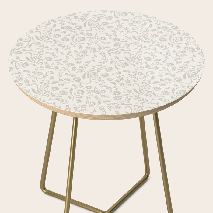 Beige Ditsy Toile Floral Side Table Gallery Image 2