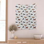 Hand-painted Cows and White Flowers with Blue Accents Wall Tapestry Gallery Image 2