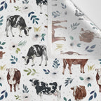 Hand-painted Cows and White Flowers with Blue Accents Wall Tapestry Gallery Image 3