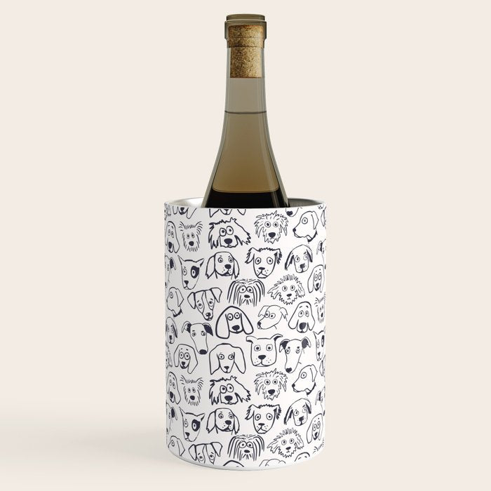 Lots of dogs doggy faces pattern Wine Chiller Gallery Image 1