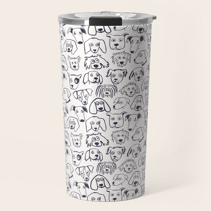 Lots of dogs doggy faces pattern Travel Mug Gallery Image 1