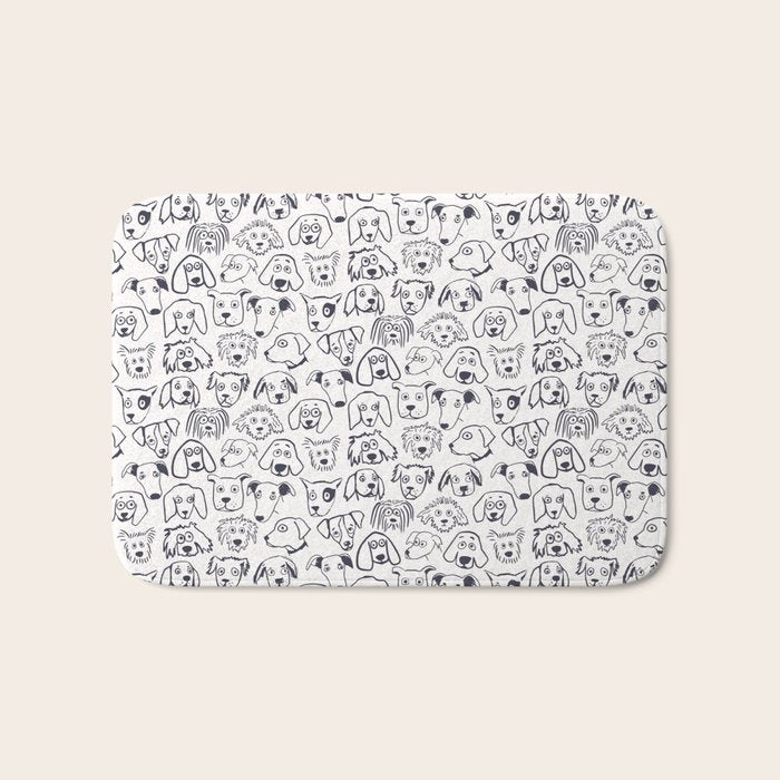 Lots of dogs doggy faces pattern Bath Mat Gallery Image 1