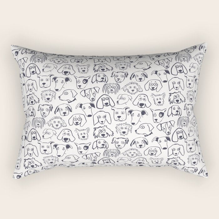 Lots of dogs doggy faces pattern Rectangular Pillow Gallery Image 2