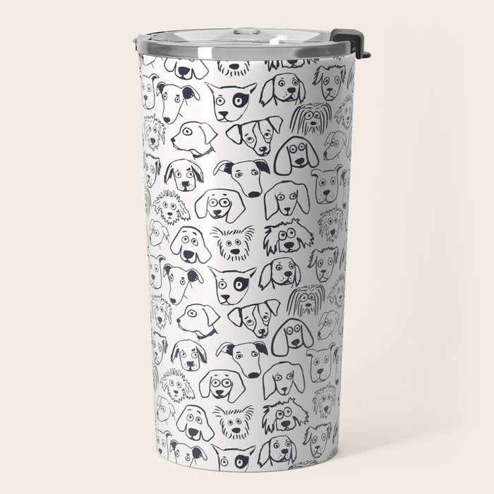 Lots of dogs doggy faces pattern Travel Mug Gallery Image 2
