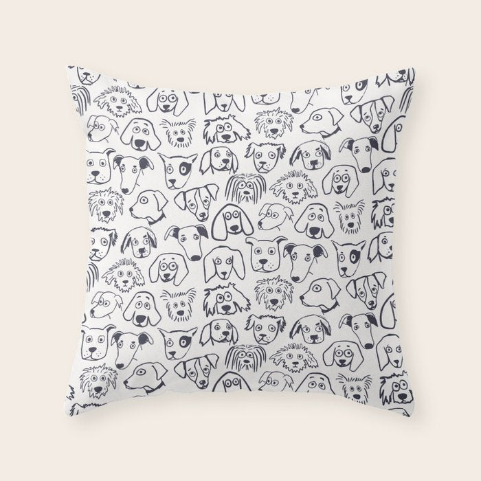 Lots of dogs doggy faces pattern Throw Pillow Gallery Image 6