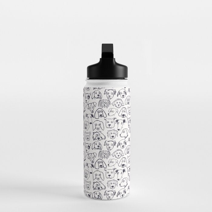 Lots of dogs doggy faces pattern Water Bottle Gallery Image 3