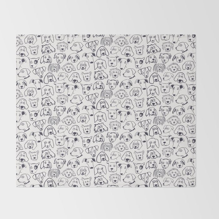 Lots of dogs doggy faces pattern Throw Blanket Gallery Image 2