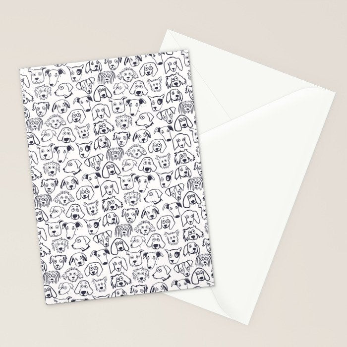 Lots of dogs doggy faces pattern Stationery Card Gallery Image 2