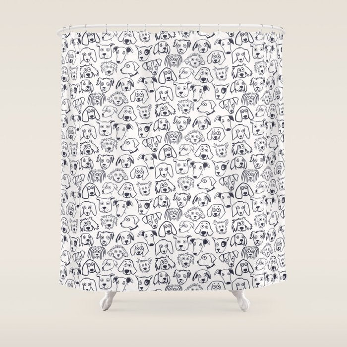 Lots of dogs doggy faces pattern Shower Curtain Gallery Image 1