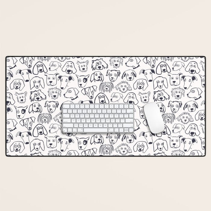 Lots of dogs doggy faces pattern Desk Mat Gallery Image 1