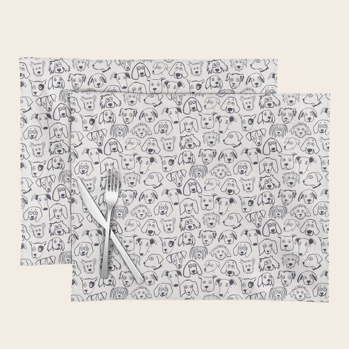 Lots of dogs doggy faces pattern Placemat Gallery Image 1