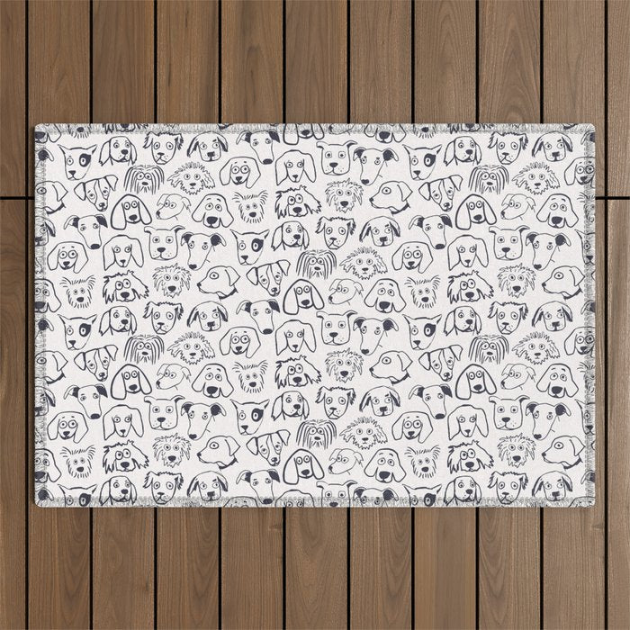 Lots of dogs doggy faces pattern Outdoor Rug Gallery Image 1