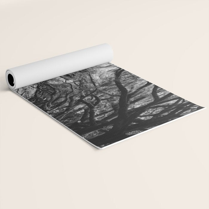 Spanish Moss on Southern Live Oak Trees black and white photograph / black and white art photography Yoga Mat Gallery Image 2