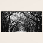 Spanish Moss on Southern Live Oak Trees black and white photograph / black and white art photography Desk Mat Gallery Image 3
