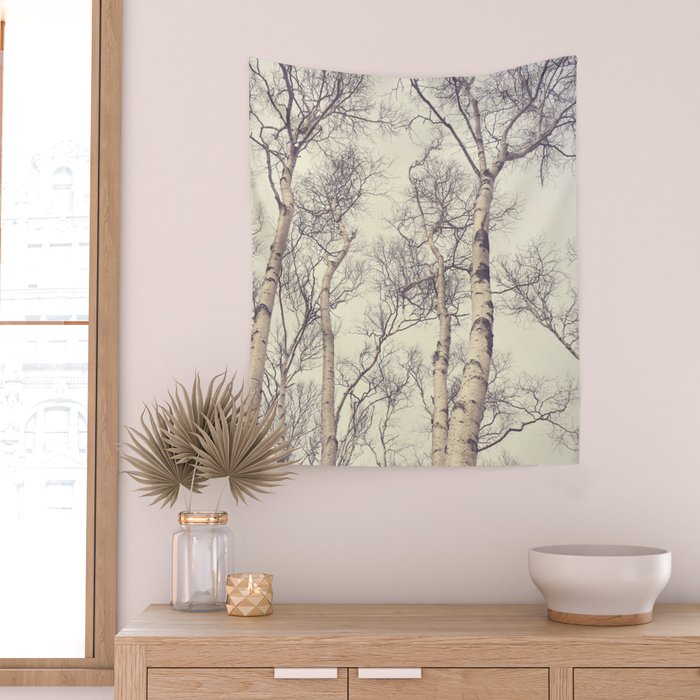 Winter Birch Trees - Scandinavian decor nature photograph Wall Tapestry Gallery Image 2