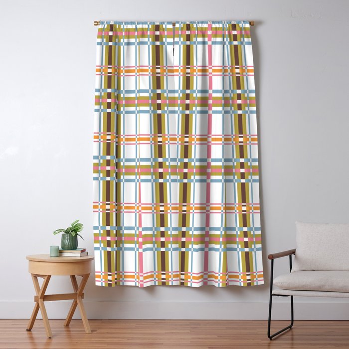 Bold Crosshatch Colorful Window Curtain Gallery Image 5