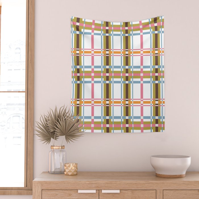Bold Crosshatch Colorful Wall Tapestry Gallery Image 2