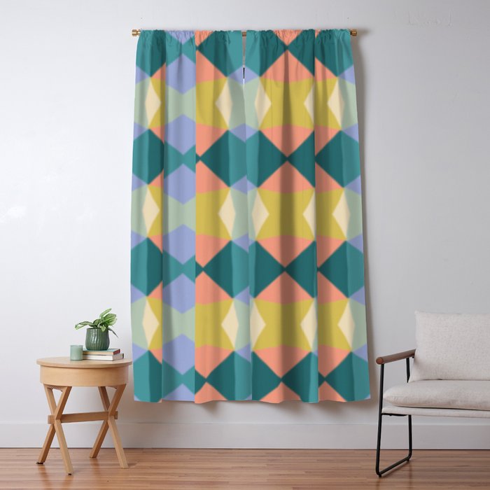  Mid-century Modern Geometric Pattern Window Curtain Gallery Image 1
