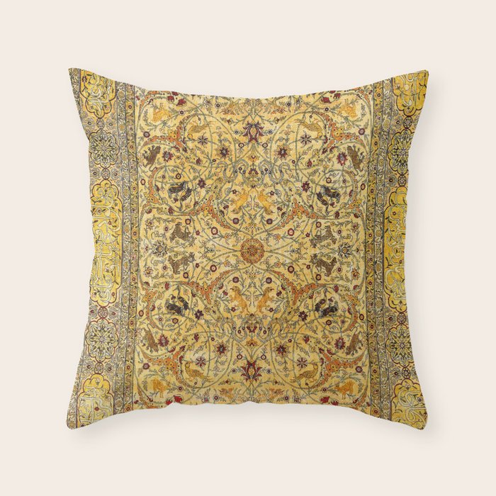 Hereke Northwest Anatolian Silk Rug Print Throw Pillow Gallery Image 6