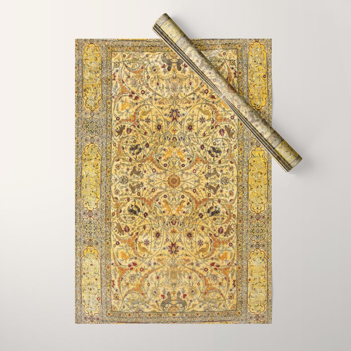 Hereke Northwest Anatolian Silk Rug Print Wrapping Paper Gallery Image 1