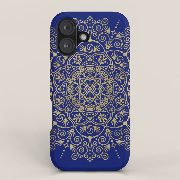 Moroccan Mandala - Gold Ink on Navy iPhone Case Gallery Image 1