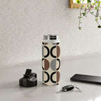 Mid Century Half Circle Pattern 582 Black Brown Gray and Beige Water Bottle Gallery Image 4