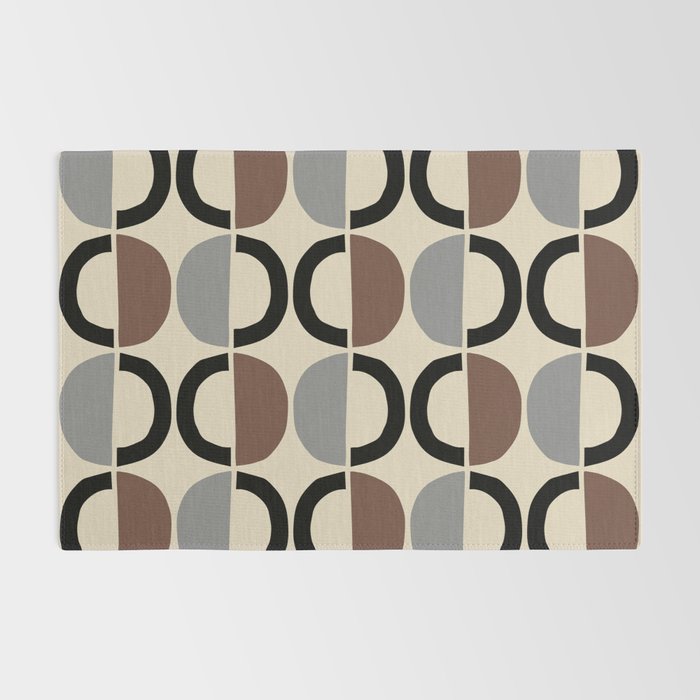 Mid Century Half Circle Pattern 582 Black Brown Gray and Beige Rug Gallery Image 2