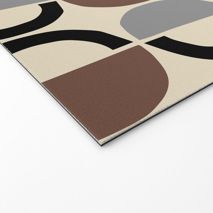 Mid Century Half Circle Pattern 582 Black Brown Gray and Beige Welcome Mat Gallery Image 2