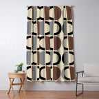Mid Century Half Circle Pattern 582 Black Brown Gray and Beige Window Curtain Gallery Image 5