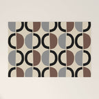 Mid Century Half Circle Pattern 582 Black Brown Gray and Beige Welcome Mat Gallery Image 1