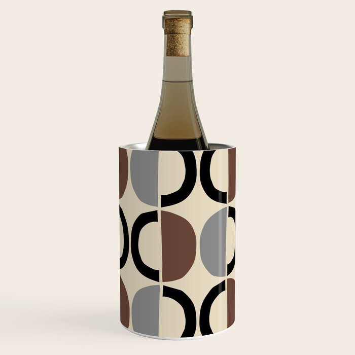 Mid Century Half Circle Pattern 582 Black Brown Gray and Beige Wine Chiller Gallery Image 3