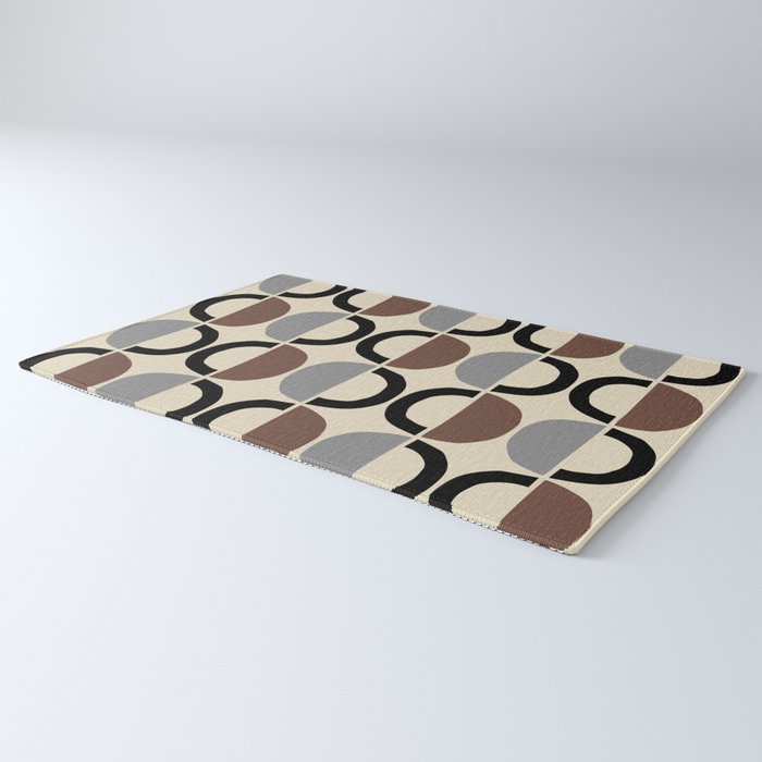 Mid Century Half Circle Pattern 582 Black Brown Gray and Beige Rug Gallery Image 3