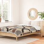 Mid Century Half Circle Pattern 582 Black Brown Gray and Beige Duvet Cover Gallery Image 2