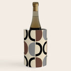 Mid Century Half Circle Pattern 582 Black Brown Gray and Beige Wine Chiller Gallery Image 1