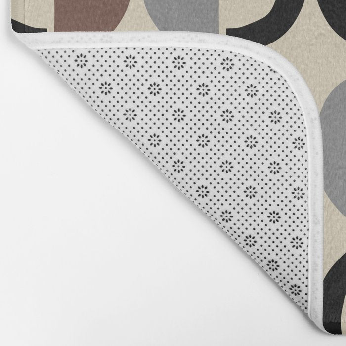 Mid Century Half Circle Pattern 582 Black Brown Gray and Beige Bath Mat Gallery Image 2