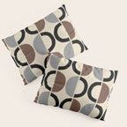 Mid Century Half Circle Pattern 582 Black Brown Gray and Beige Pillow Sham Gallery Image 3