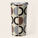 Mid Century Half Circle Pattern 582 Black Brown Gray and Beige Travel Mug Gallery Image 2