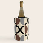 Mid Century Half Circle Pattern 582 Black Brown Gray and Beige Wine Chiller Gallery Image 2