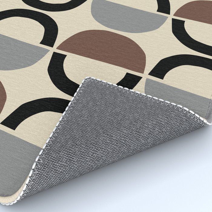 Mid Century Half Circle Pattern 582 Black Brown Gray and Beige Rug Gallery Image 4