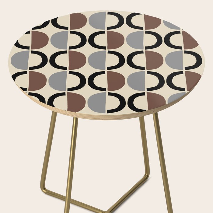 Mid Century Half Circle Pattern 582 Black Brown Gray and Beige Side Table Gallery Image 2