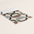 Mid Century Half Circle Pattern 582 Black Brown Gray and Beige Yoga Mat Gallery Image 2