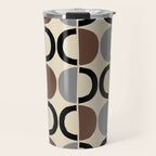 Mid Century Half Circle Pattern 582 Black Brown Gray and Beige Travel Mug Gallery Image 1