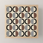 Mid Century Half Circle Pattern 582 Black Brown Gray and Beige Mini Art Print Gallery Image 1